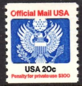 US Stamp #O135 MNH Official Coil Single