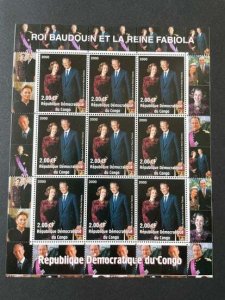 (SD) CONGO DR 2000 : ROI BAUDOUIN ET LA REINE FABIOLA - MNH VF SHEET OF 9