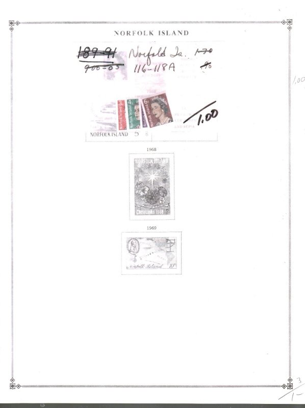 Collection, Norfolk Islands, Scout Album Pages 1947/1990, Cat $30, Mint & Used