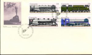 ? Canada FDC Trains x 4 stamps 1986 cover