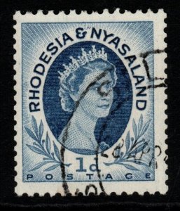 RHODESIA & NYASALAND SG2a 1955 1d DEEP BLUE COIL STAMP p12½x14 FINE USED