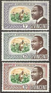 St.  Vincent 259-261, mint, hinged,  Martin Luther King set. 1968.  (S1300)