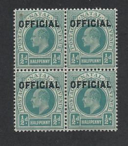 NATAL SC# O1 FINE MNH 1904 Blk-4