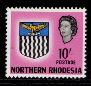 NORTHERN RHODESIA QEII SG87, 10s bright magenta, NH MINT. Cat £21.