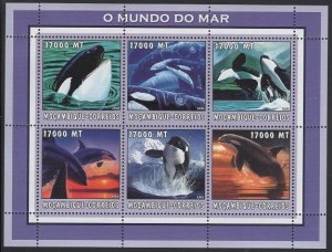 Mozambique 2002 MNH Sc 1651 17000m Killer Whales Sheet of 6