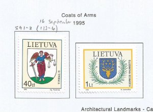 LITHUANIA - 1995 - Coats of Arms -  Perf 2v Set - M L H