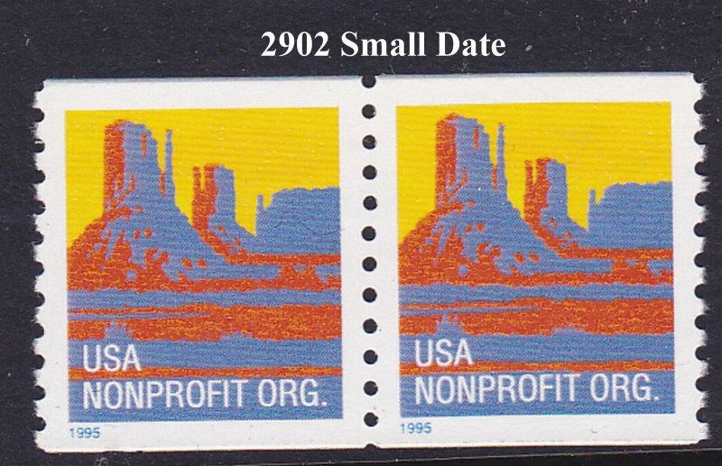 Pair 5c Butte Small Date US 2902 F-VF , MNH