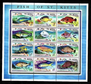 St. Kitts-Sc#422- id7-unsed NH sheet-Fish-Marine Life-1997-