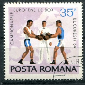 Romania Sc#2099 Used, 35b multi, European Amateur Boxing Championships 1969, ...