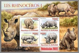 BURUNDI 2023 MNH Rhinoceros M/S #247a1