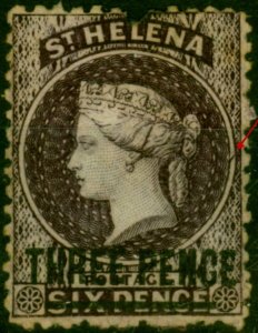 St Helena 1868 3d Deep Dull Purple SG11Var 'Plate Flaw' Ave Unused