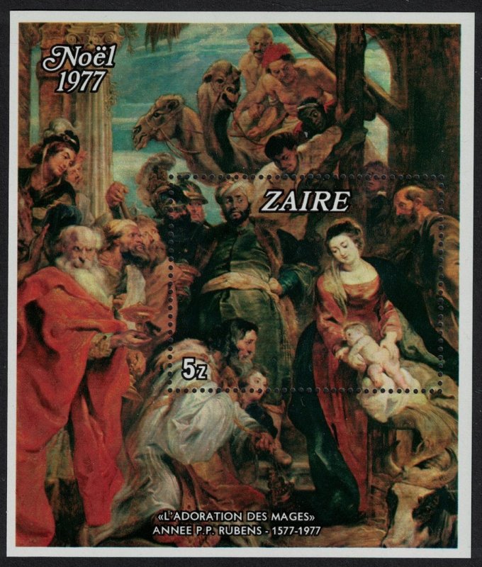 Zaire Rubens Painting 'Adoration of the Magi' MS RAR 1977 MNH MI#Block 16