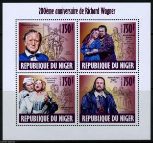 NIGER 2013 200th BIRTH ANNIVERSARY OF RICHARD WAGNER SHEET MINT NH