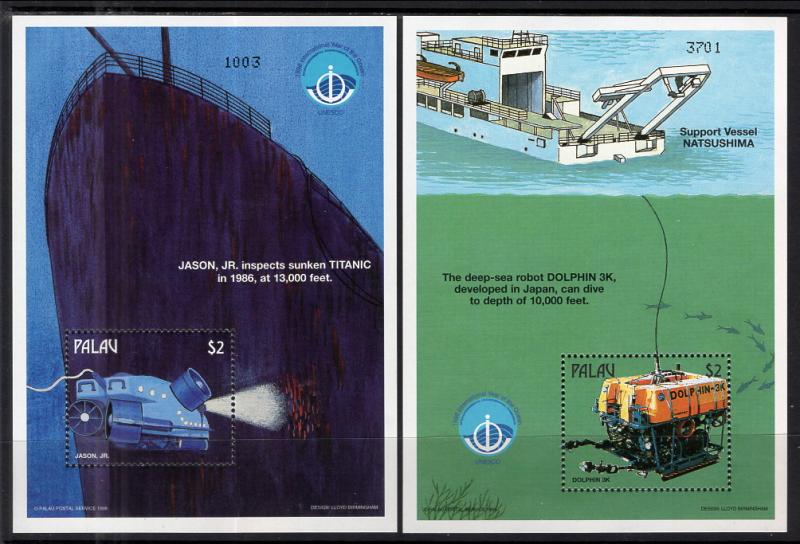 Palau 459-460 Submarines Souvenir Sheets MNH VF