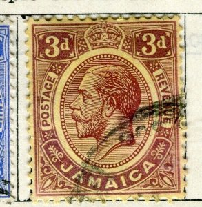 JAMAICA; 1912 early GV issue fine used 3d. value