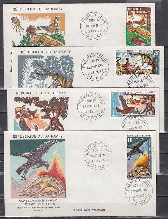 Dahomey, Scott cat. 317-320. Folktales issue. 4 First day covers.