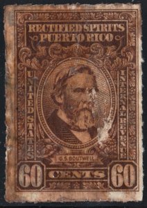 Puerto Rico #RE46 60¢ Rectified Spirits (1942) Used