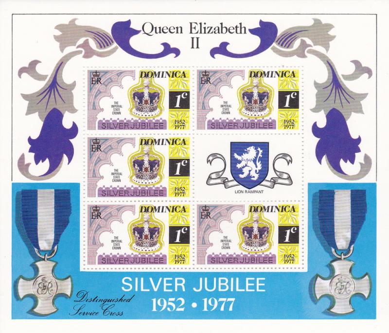 Dominica # 522-525, QE Silver Jubilee, Mini Sheets, Mint NH