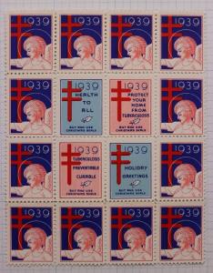 Christmas seal center Block 1939 TB slogan Buy Use Prevent cure Printer mark U