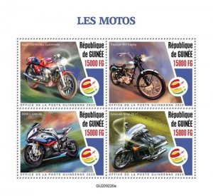 Guinea - 2020 Motorcycles on Stamps - 4 Stamp Sheet - GU200220a