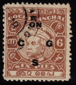 INDIA-COCHIN SGO94 1948 6p CHESTNUT OFFICIAL USED