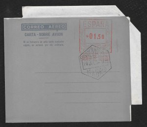 SPAIN Aerogramme 1.5P Meter Imprint 1954 Madrid cancel!