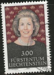 LIECHTENSTEIN Scott 967 used CTO 1991 Princess Marie CV$3.75