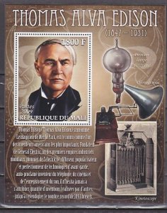 Mali, 2009 issue. Inventor Thomas Edison s/sheet.