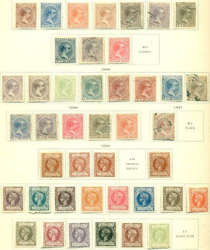 PUERTO RICO COLLEC. 1873-1898 ON SCOTT PGS. MINT & USED A FEW W/FAULTS