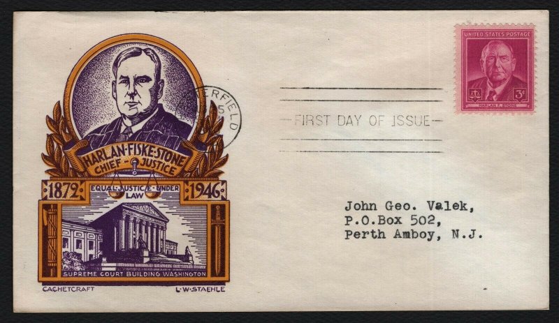 965 3c Harlan F Stone Cachet Craft-Staehle FDC ANY 5FREE SHIPPING