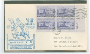 US 991 AM47 cover with plate block, 1951 cover