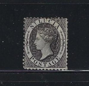 ST. LUCIA SCOTT #7 1864 WMK 1 PERF 12 1/2- ONE PENNY (BLACK) MINT SOME GUM