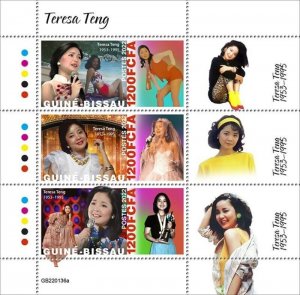 Guinea-Bissau - 2022 Performer Teresa Teng - 3 Stamp Sheet - GB220136a