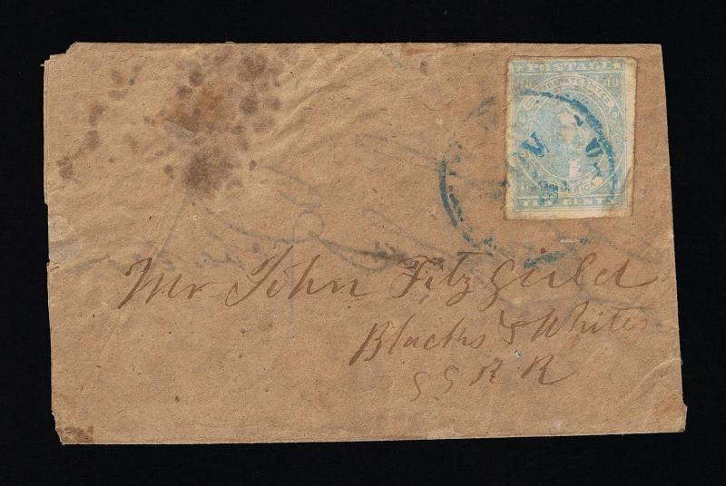 GENUINE CSA SCOTT #2e STONE-Y LIGHT MILKY BLUE TIED TO COVER BLUE TOWN CANCEL