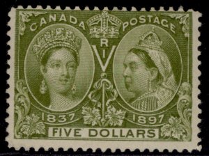 CANADA QV SG140, $5 olive-green, M MINT. Cat £1400.