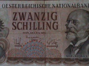 AUSTRIA-1956 AUSTRIAN NATIONAL BANK-$20 SCHILING-CIRCULATED-VF-68 YEARS OLD