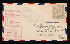 TONGA TIN CAN MAIL COVER 1934 S.S. CITY OF LOS ANGELES