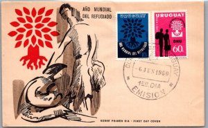 SCHALLSTAMPS URUGUAY 1960 CACHET FDC COMM COVER UNADDR