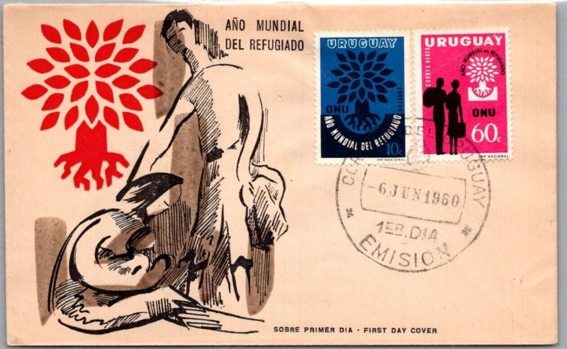 SCHALLSTAMPS URUGUAY 1960 CACHET FDC COMM COVER UNADDR