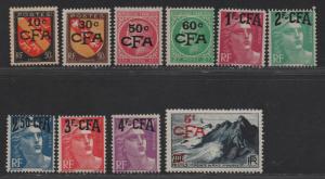 $France/Reunion Sc#268-274 M/H/VF, partial set, Cv. $54.55