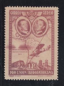 Spain Sc C55a MNH. 1930 1p brown violet Air Post, light stain