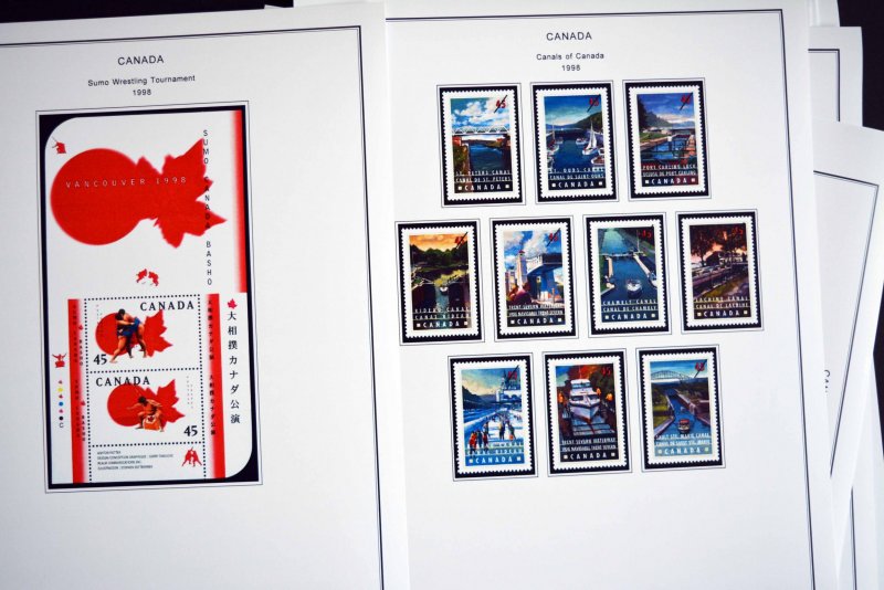 COLOR PRINTED CANADA 1989-1999 STAMP ALBUM PAGES (101 illustrated pages)