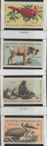 #1464-67, Set-4 Singles. Wildlife Conservation MNH, '.08 cent'