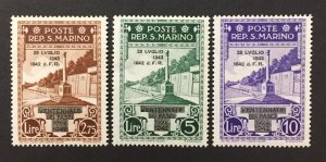 San Marino 1943 #224-6, Downfall of Fascism, Unused/MH.