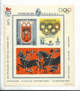 URUGUAY 1979 OLYMPIC SPORT GAMES RINGS ORSES MI BL41 Scott 1022 MNH