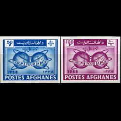 AFGHANISTAN 1958 - MI# 472B-3B Atoms Imperf. Set of 2 NH