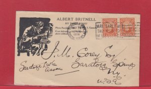 2 x 1c Confederation stamps 1928 on advertising cover to US Canada