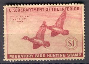 USA RW10 NG WOOD DUCK 1943 DUCK STAMP