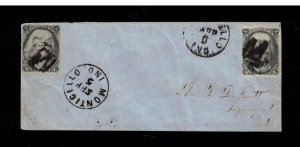 USA #73 Two Used Examples On Cover With Bold M Letter Cancels & Monticello Ind