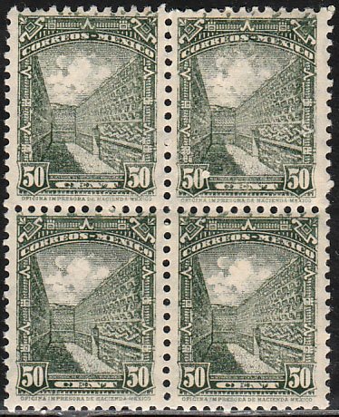 MEXICO 849 50cts 1934 Definitive Wmk Gob Block of 4 MNH. VF. (394)